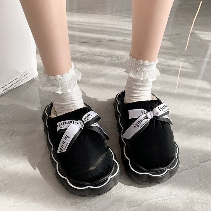 แฟชั่น2023-รองเท้าแตะผู้หญิงในร่มกำมะหยี่หนาสำหรับใช้ในบ้านในฤดูหนาวรองเท้าแตะสตรีด้านล่างที่อ่อนนุ่ม