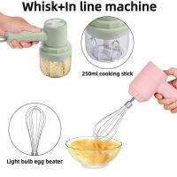 3 In 1เครื่องปั่นไฟฟ้ากระเทียม Chopper Crusher ไข่อัตโนมัติ Whisk นมครีม Beater USB ชาร์จครัวเครื่องผสมอาหาร Masher