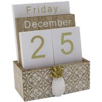 Wooden Flip Desk Blocks Calendar,Perpetual Plank/Table Calendar Display,for Home/Office Decoration,11.5X6.5X14.5CM