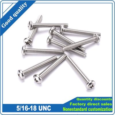 10 Buah UNC 5/16-18 UK US Thread Kasar 304 A2-70 Stainless Steel Cross Reses Bulat Phillips Pan Head Screw Bolt