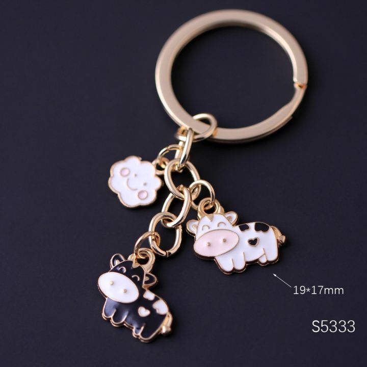 cute-women-keychain-car-colorful-enamel-cow-key-chain-bag-pendant-holder-gift-fashion-jewelry-accessory-key-chains
