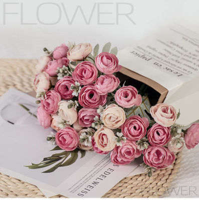 นอร์ดิก ins จําลองไฮเดรนเยียชุดชาหวาน 18 หัวดอกไม้ถือดอกไม้ปลอมแต่งงานอุปกรณ์ประกอบฉากดอกไม้ตกแต่งดอกไม้