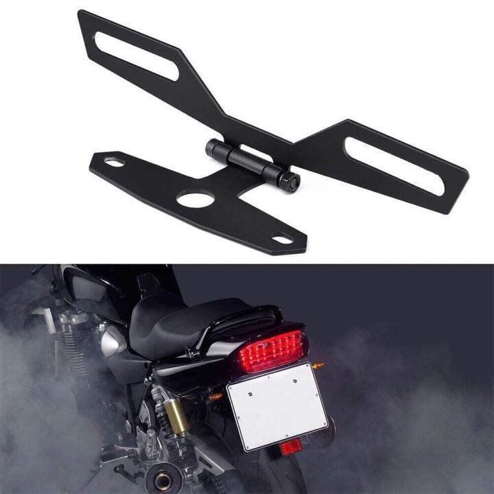ENCLOSURE Folding Motorcycle License Plate Bracket Tail Light Holder Adjustable License Plate