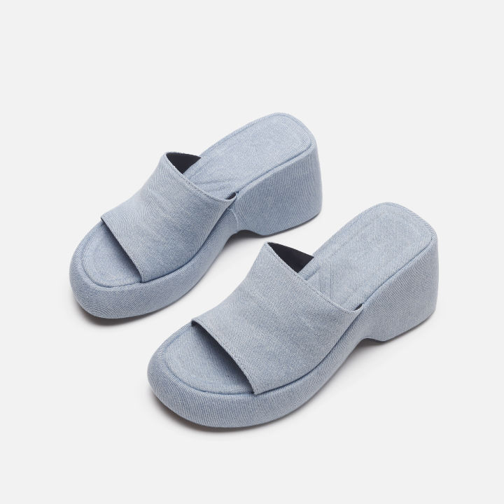 lowest-price-blue-denim-sloping-heel-fish-mouth-sandals-womens-thick-sole-wrapped-cloth-slippers
