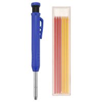 Solid Carpenter Pencil Set Leads Built-in Sharpener Deep Hole Mechanical Marker Marking Pen Tool