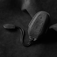 ✿ஐ Leather Car Key Case Cover for Peugeot 2008 3008 308 408 508 4008 5008 For Citroen C4 C6 C3-XR Suede Keychain Car Accessories