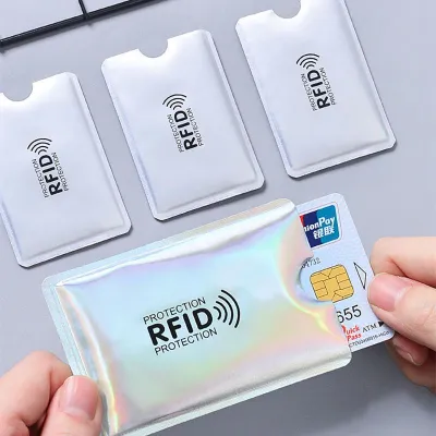 Anti NFC Scanning Wallet ID Card Shield Sleeve NFC Shielding Sleeve Anti Scanning Card Protector Aluminum Foil Card Holder