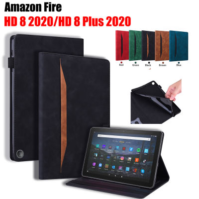 ธุรกิจกรณีแท็บเล็ต Amazon Fire HD 8 2020 /Amazon Fire HD8 Plus 2020ปลอกพลิกกระเป๋าสตางค์ PU หนังสำหรับ Amazon Fire HD 8 2020