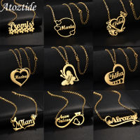 Atoztide New Custom Name Necklaces Personalized Fashion Stainless Steel Pendant Heart Rose Shape Letter for Women Jewelry Gift2023