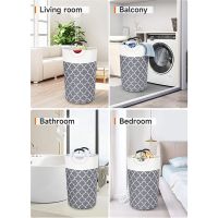 Laundry Basket Laundry Hamper Bag Washing Bin Clothes Bag Collapsible Tall with Handles Waterproof, 2PCS 82L (Gray)