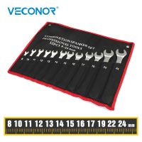 12 Pcs Combination Wrench Set Open And Box End Metric mm 8 10 11 12 13 14 15 16 17 19 22 24 Chrome Vanadium