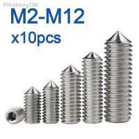 10pcs/lot Hex hexagon socket set screw cone point grub screw M2 M2.5 M3 M4 M5 M6 M8 M10 M12 304 Stainless Steel DIN914