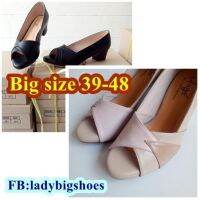 รองเท้า blackpink Big size 40 - 47 HISO NY22 Ladybigshoes คัทชูเปิดหน้า สีครีมชมพู และ สีดำ สูง 2 นิ้ว