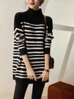 【HOT】◄✥❆ Fashion Sweaters 2023 New LOOSE Mock Neck Pullovers Korean Sleeve Top Warm Knitwear Oversized Jumpers