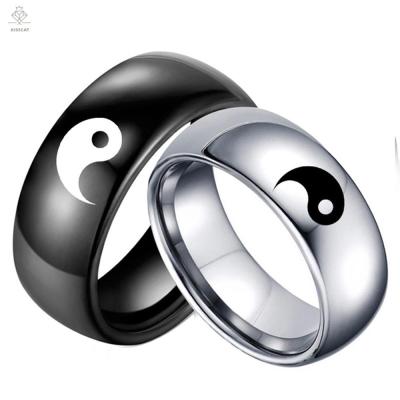 KISSCAT คู่ เพื่อน สไตล์จีน สำหรับ ผู้ชาย ผู้หญิง ความคิดสร้างสรรค์ ซุบซิบ หยินหยาง แหวนคู่ เครื่องประดับคู่รัก แหวนไทชิ