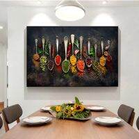 Grain Spice Spoon Pepper Kitchen Wall Art ภาพวาดผ้าใบโปสเตอร์และภาพพิมพ์สำหรับตกแต่งร้านอาหาร Pictures