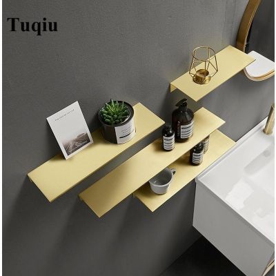 ♗❉ Vidric Tuqiu Bathroom Shelf Cosmetic Rack Brushed Gold Bath Corner Basket Wall Mounted Aluminum Bathroom Rack Shelf