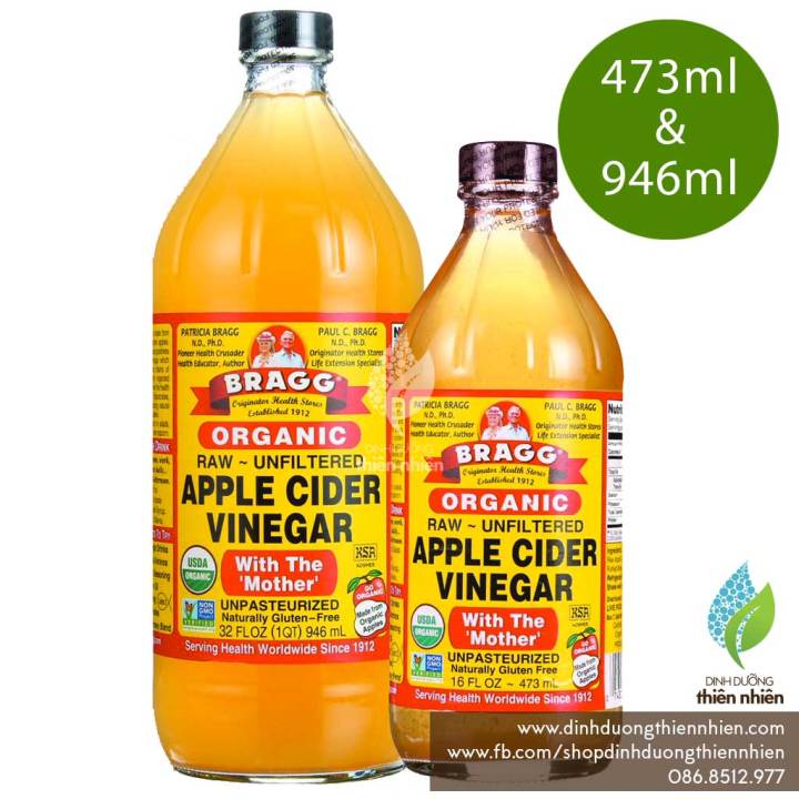 GIA VỊ HỮU CƠ] Giấm Táo Hữu Cơ Bragg Organic Apple Cider Vinegar, Có Con  Giấm (With Mother) 
