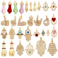 【YF】▤✷✖  Dropped Enamel Hollow Hamsa Hand PendantColourful Necklace Jewelry Making Accessories Supply