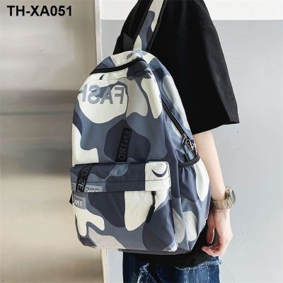 Mens large-capacity handsome durable high-value high-value schoolbag new fashion all-match printed backpack for junior high school students
