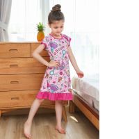 New Girls Princess Pink Nightgowns Kids Cas Princess Night Dress Girls Sleepwear Baby Pajamas Night Clothes