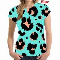 2023 newWomen Leopard 3D Printed T-shirt Summer Fashion Casual T-shirt