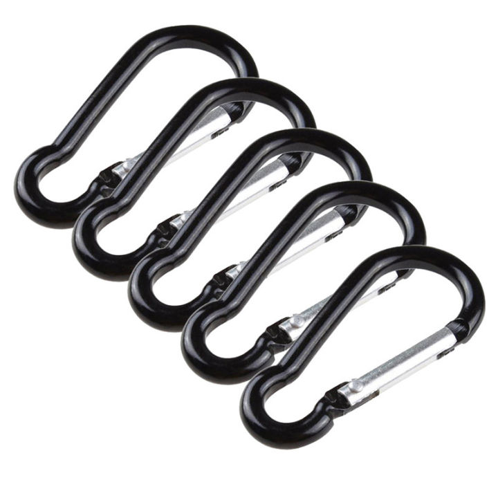 10pcs-hooks-hook-carabiners-equipment-ring-clip-chain-d-climbing-spring-black-carabiner-gourd