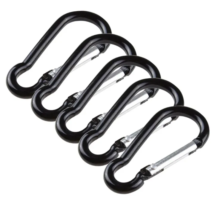 10pcs-hooks-key-alloy-climbing-d-snap-chain-spring-ring-equipment-aluminum-gourd-black