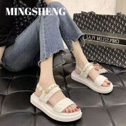 MINGSHENG khóa dây chuyền dép Xăng đan nữ đế bệt nữ Xăng đan đi biển sinh
