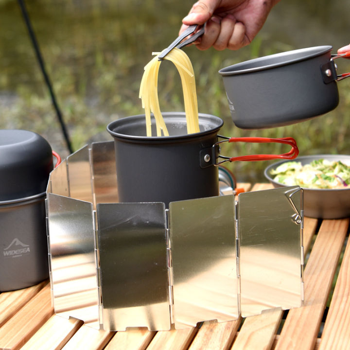 910-plates-outdoor-gas-stove-wind-shield-portable-folding-picnic-camping-screen-wind-guard-cookware-aluminium-alloy-windscreen