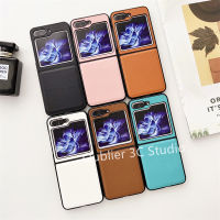 เคส Samsung Galaxy Z Flip5 Flip4 Flip3 5G เคสโทรศัพท์ ดีไซน์ใหม่ สีทึบ ลายลิ้นจี่ หนัง ธุรกิจ หรูหรา รวมทุกอย่าง กันกระแทก เคสแข็ง Case 2023