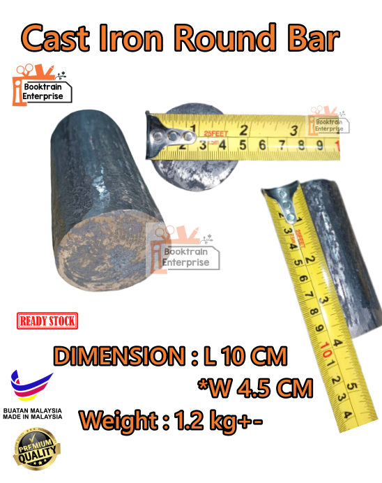 (READY STOCK)Bar /Cast Iron Round Bar/Width 4.5 CM / Length 10 cm ...