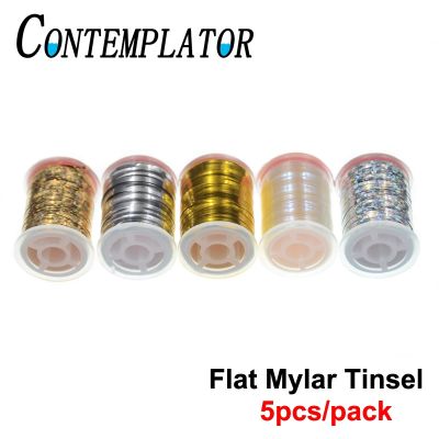 【CC】 4/5pcs Flat Mylar Tinsel Fly Tying Thread Classic Flies 0.5mm/1mm width Flash Gold Fishing