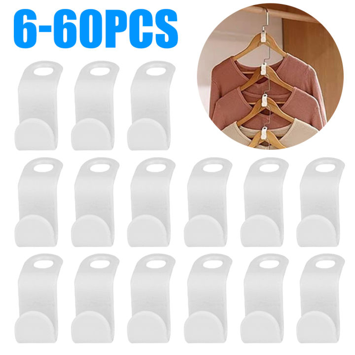 Clothes Hanger Connector Hooks, 60PCS Cascading Clothes Hangers for Heavy  Duty Space Saving Cascading Connection Hooks for Clothes Closet, White