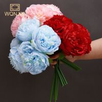 【DT】 hot  New 5 Heads Peony Flower Simulation Bouquet Living Room Home Decoration Indoor Wedding Table Fake Artifical Flowers CheapTH