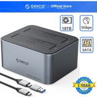 ORICO 2.5"/3.5" Hard Disk Docking Station with Offline Clone, Aluminum Alloy Double Slot USB C to SATA Hard Disk Enclosure, Support Up to 36TB UASP