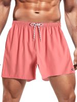 OYOANGLE Mens Solid Quick Dry Swim Trunks Drawstring Waist Beach Pool Board Shorts