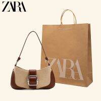 ¥ Zara213ถุงผ้าใบแบบช่อง2023ใหม่ระดับไฮเอนด์กระเป๋าเหลี่ยมพกพาสะพายไหล่เดียวกับผู้หญิงกระเป๋าแบบหนีบแขนสไตล์เดียวกัน