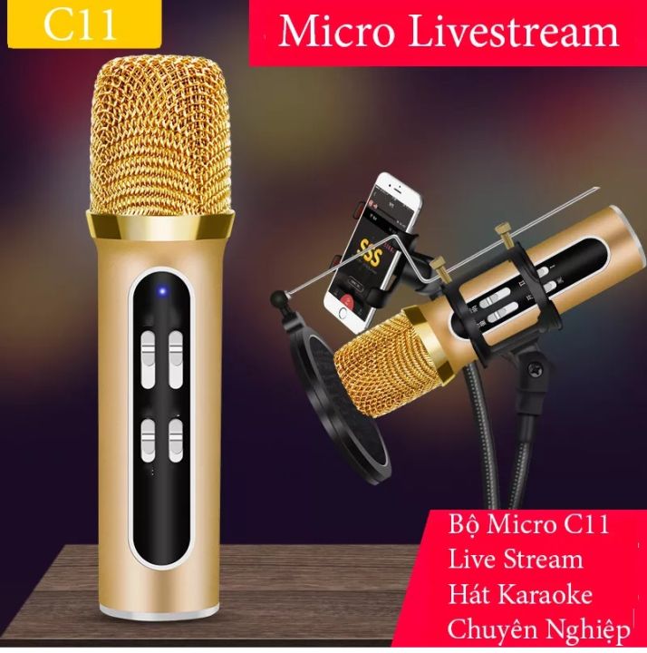 BỘ Micro C11 Thu Âm Live Stream Loại Cao Cấp Kèm Tai Phone Top 3 Micro