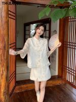 New Chinese Embroidery Design Super Short Sleeve Shirt Skirt 2023 Fashion Outfits