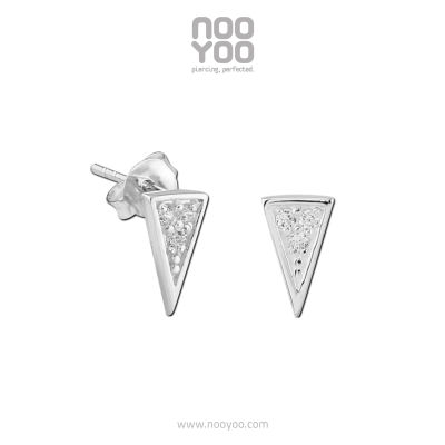 NooYoo ต่างหูสำหรับผิวแพ้ง่าย Triangle with Crystal Surgical Steel