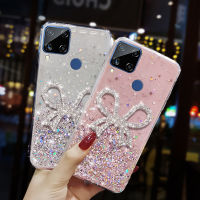 เคส C15สำหรับ Realme เคสโทรศัพท์ลายท้องฟ้าระยิบระยับสุดหรูประดับพลอยเทียมรูปผีเสื้อสำหรับหญิงสาวเคสป้องกันการกระแทกกรอบด้านหลังเป็นซิลิโคน