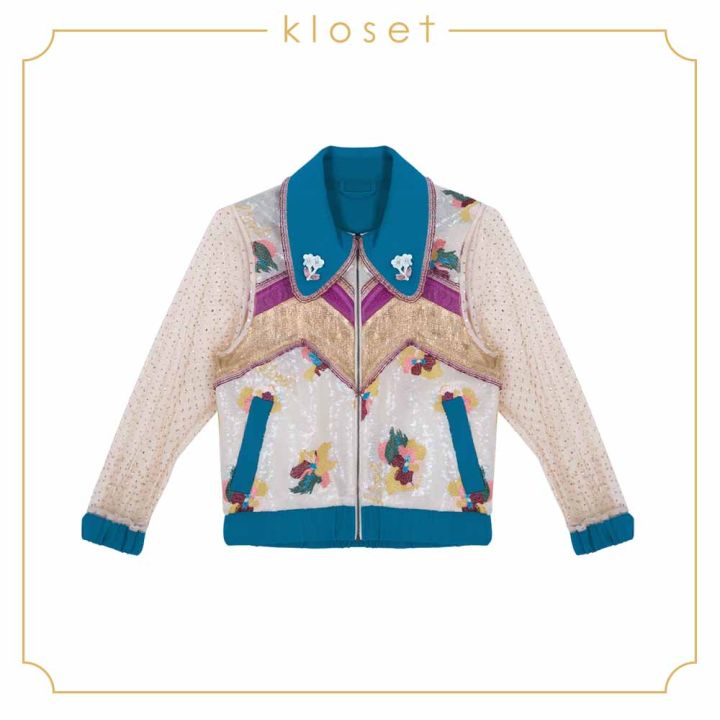 kloset-sequin-jacket-with-sparkling-see-through-ss18-t021-เสื้อผ้าผู้หญิง-เสื้อผ้าแฟชั่น-เสื้อแฟชั่น-เสื้อคลุม-เสื้อแขนยาว