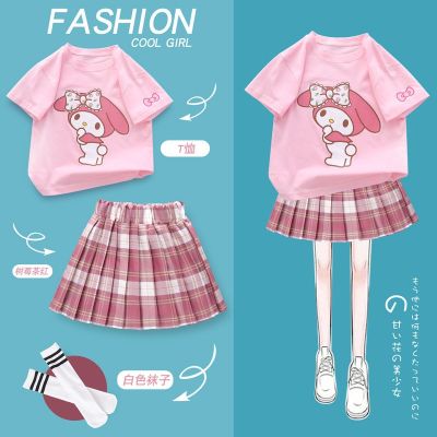 【Ready】🌈 Girls dress summer childrens pleated skirt jk suit big boys foreign style star dew college style suit girls summer