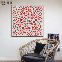 Yayoi โปสเตอร์ลายจุดสีแดงมินิมอล,ผ้าใบพิมพ์ลายจิตรกรรมตกแต่งเซอร์เรียลนิยมบาร์ร้านอาหารมินเนี่ยนภาพวาดแบบแขวนเวฟจุดป๊อปภาพวาดนามธรรม