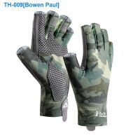 ☃ Fishing summer half camouflage mitten gloves male fish cut hand outdoor catch fish ventilative sunscreen antiskid thin section