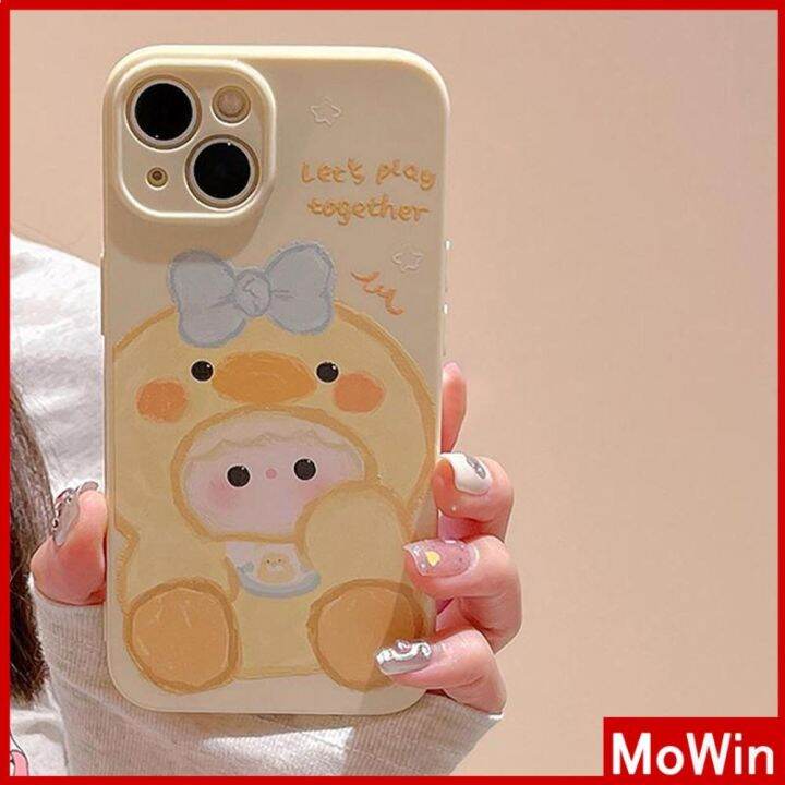 mowin-เข้ากันได้สำหรับ-เคสไอโฟน-เคสไอโฟน11-เคส-iphone-11-เคสไอโฟนครีมเคลือบเงาฟิล์มนุ่ม-tpu-เคสกล้องกันกระแทกป้องกันเป็ดสีเหลืองน่ารักเข้ากันได้กับ-iphone-13-pro-max-12-pro-max-11-xr-xs-max-7-8plus