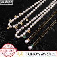 New S925 Silver Colorful Love Letter Necklace Female Pearl Pendant Clavicle Chain Design Sense For Girlfriend Gift Sweater Chain