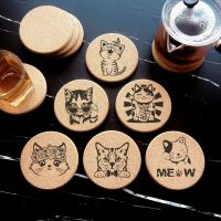 【CC】 Coaster 0.8cm Thicken Engraved Cats Pattern Cup Mug Holder for Tableware Round Drink Coasters