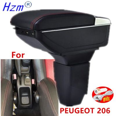 ที่เท้าแขน206สำหรับ PEUGEOT สำหรับที่วางแขนรถเปอโยต์206กล่องเก็บของส่วนการดัดอุปกรณ์เสริมรถยนต์ภายในพร้อมไฟ LED USB